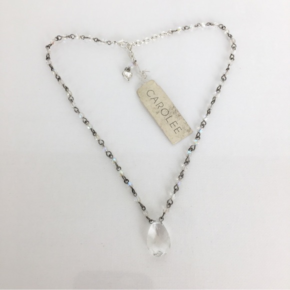 Carolee Teardrop Pendant Necklace NEW NWT  AB Beads Old Estate Jewelry - Picture 4 of 10